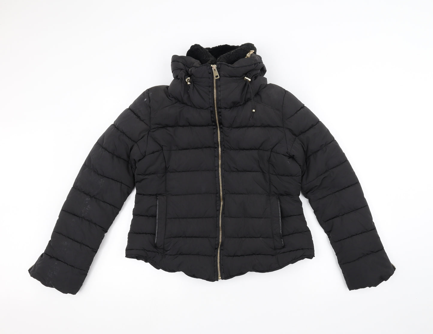 Zara Womens Black   Parka Coat Size L
