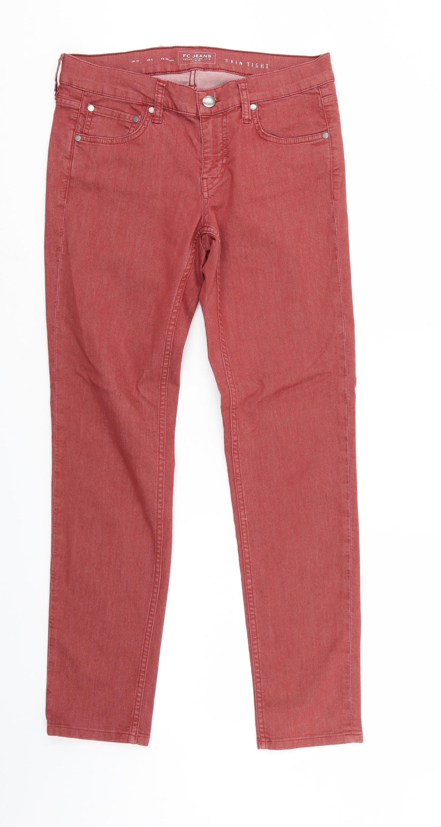 FC jeANS Womens Red  Denim Skinny Jeans Size 10 L29 in