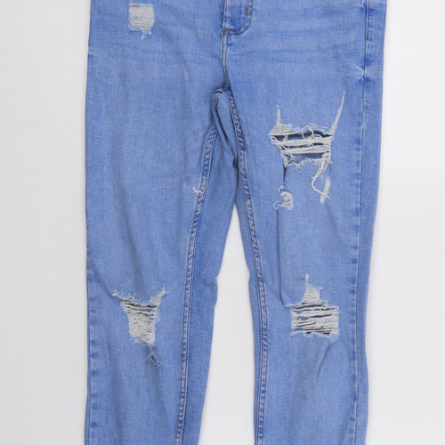 Denim & Co. Womens Blue  Denim Straight Jeans Size 8 L27 in