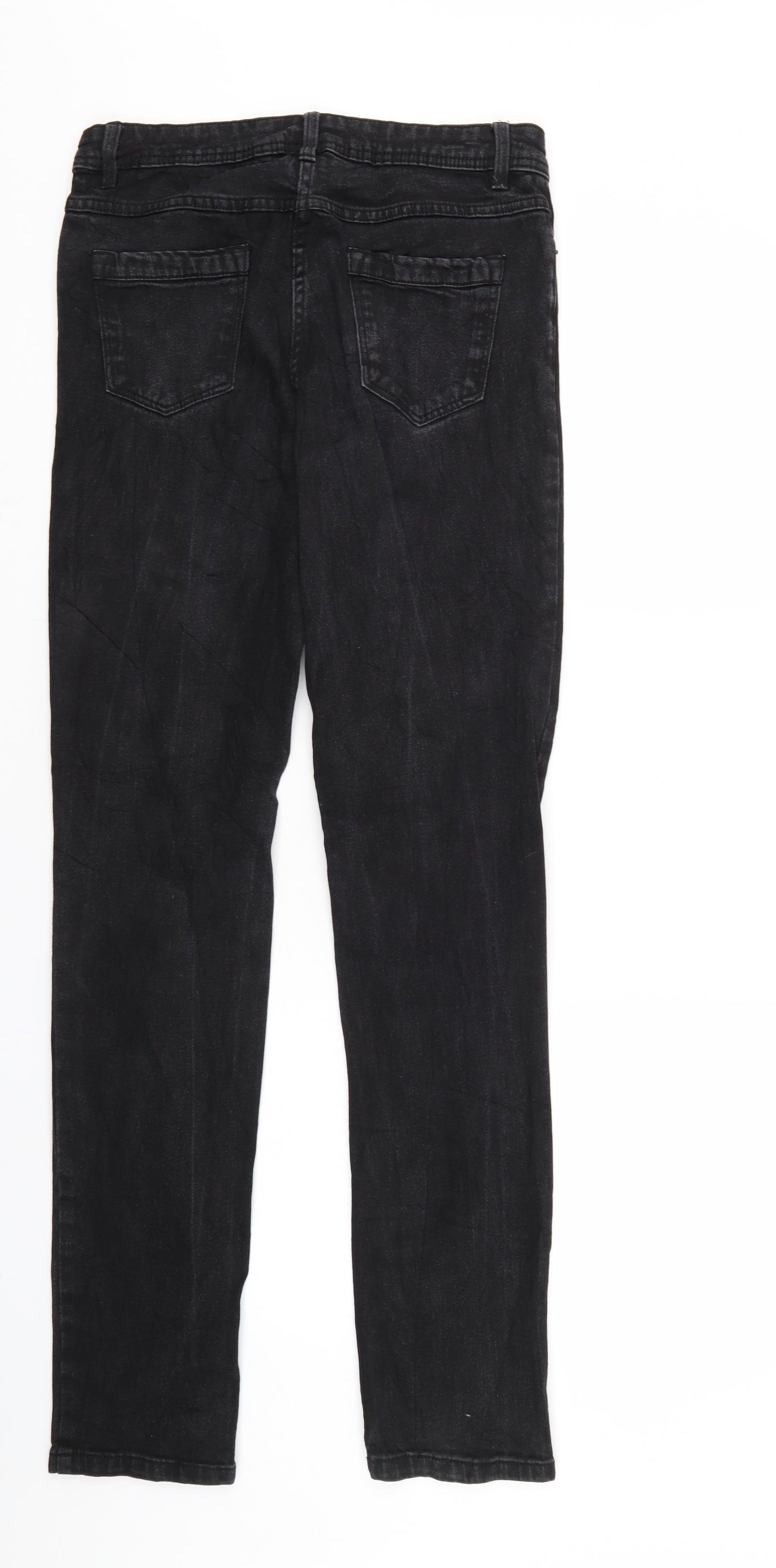 Up Fashion Womens Black  Denim Straight Jeans Size 8 L32 in