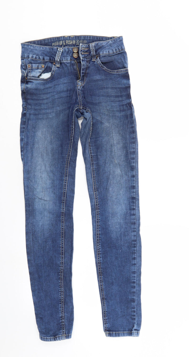 Preworn Womens Blue  Denim Tapered Jeans Size 8 L30 in