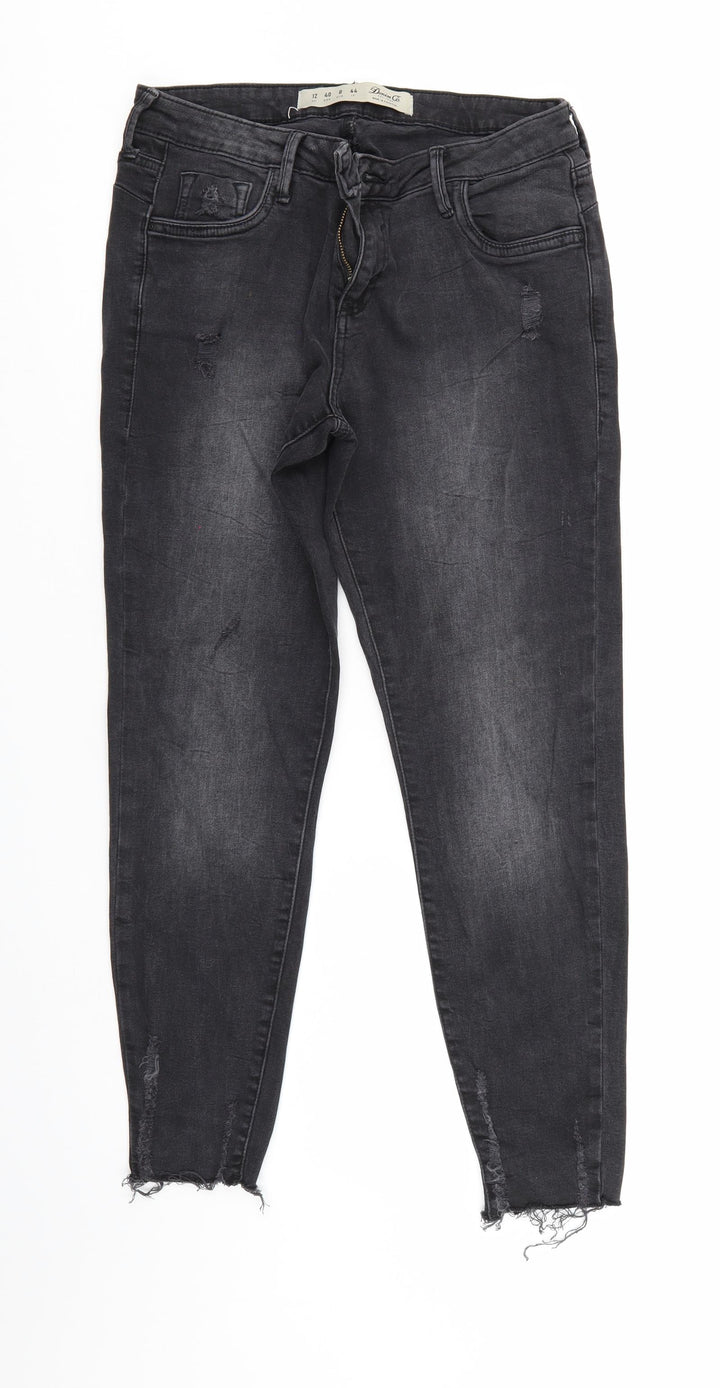 Denim & Co. Womens Black Denim Tapered Jeans Size 12 L27 in