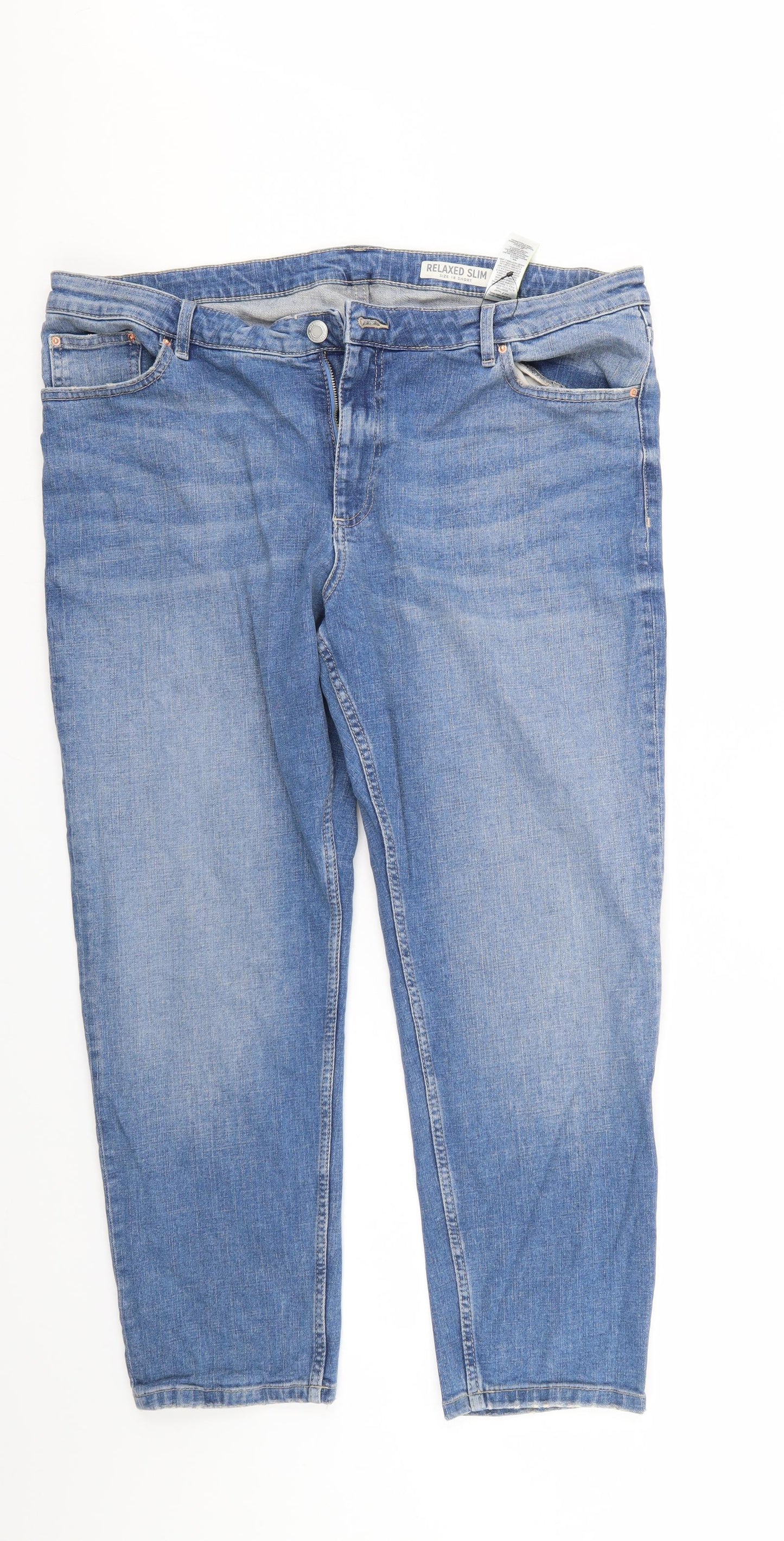M&S Womens Blue  Denim Straight Jeans Size 18 L27 in