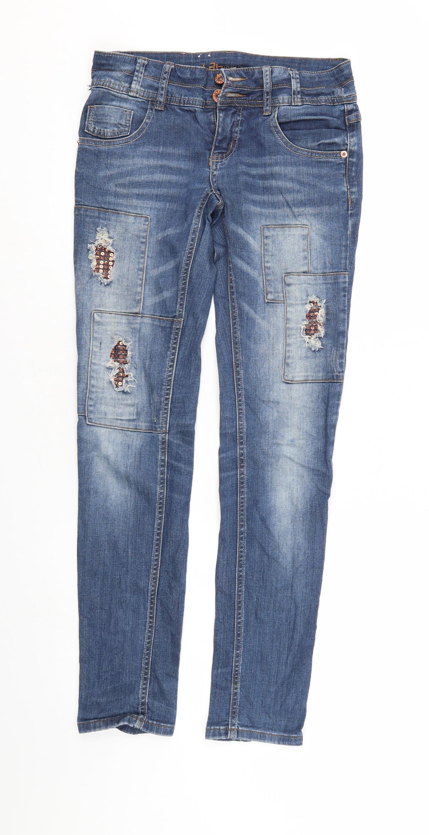 Lab Industries  Girls Blue  Denim Tapered Jeans Size 13-14 Years - DISTRESSED