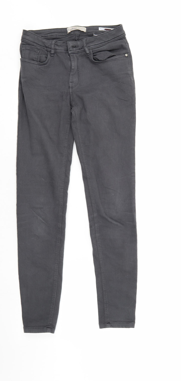 Zara Womens Grey Denim Tapered Jeans Size 8 L28 in