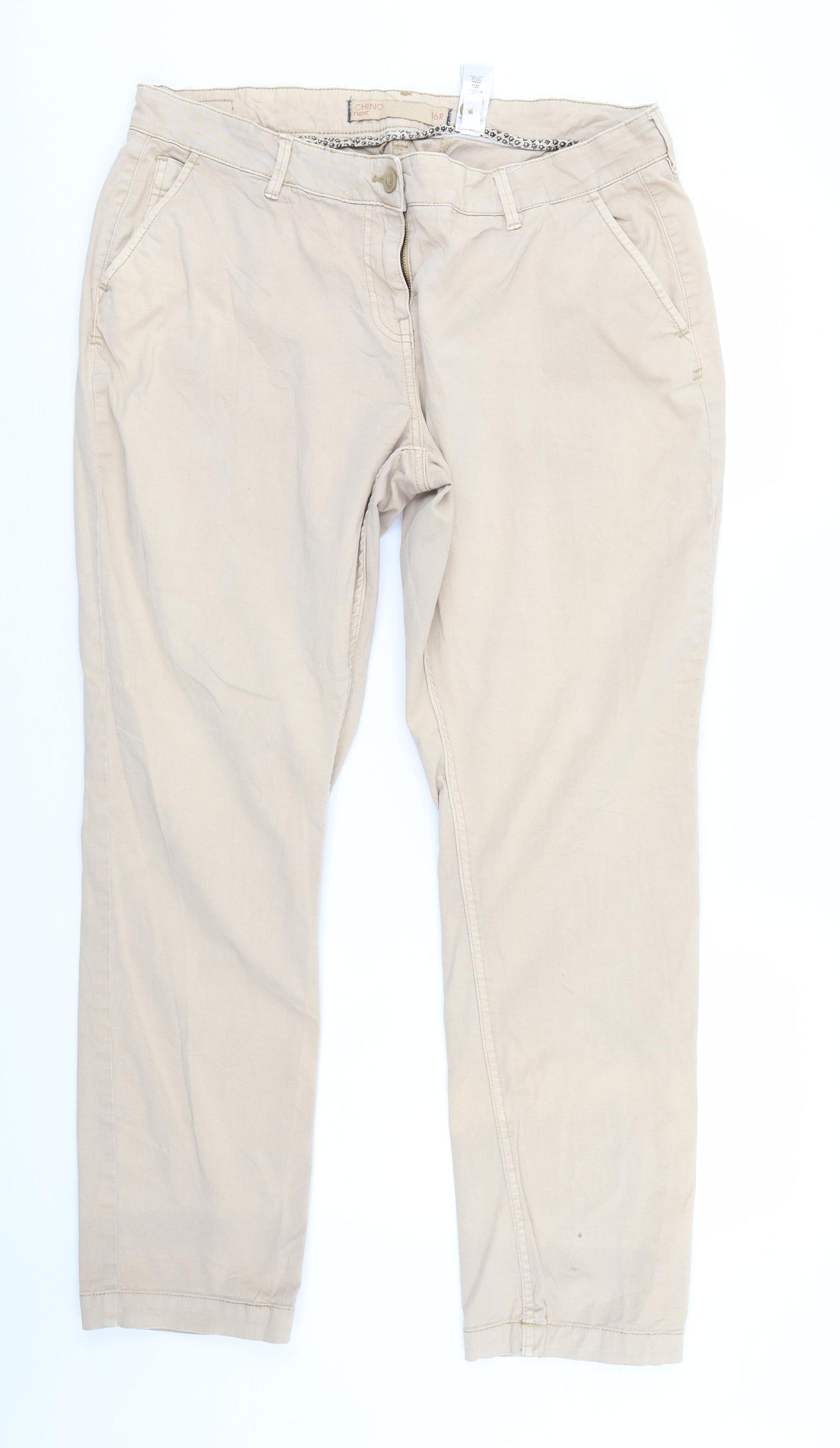 NEXT Womens Beige   Chino Trousers Size 16 L29 in