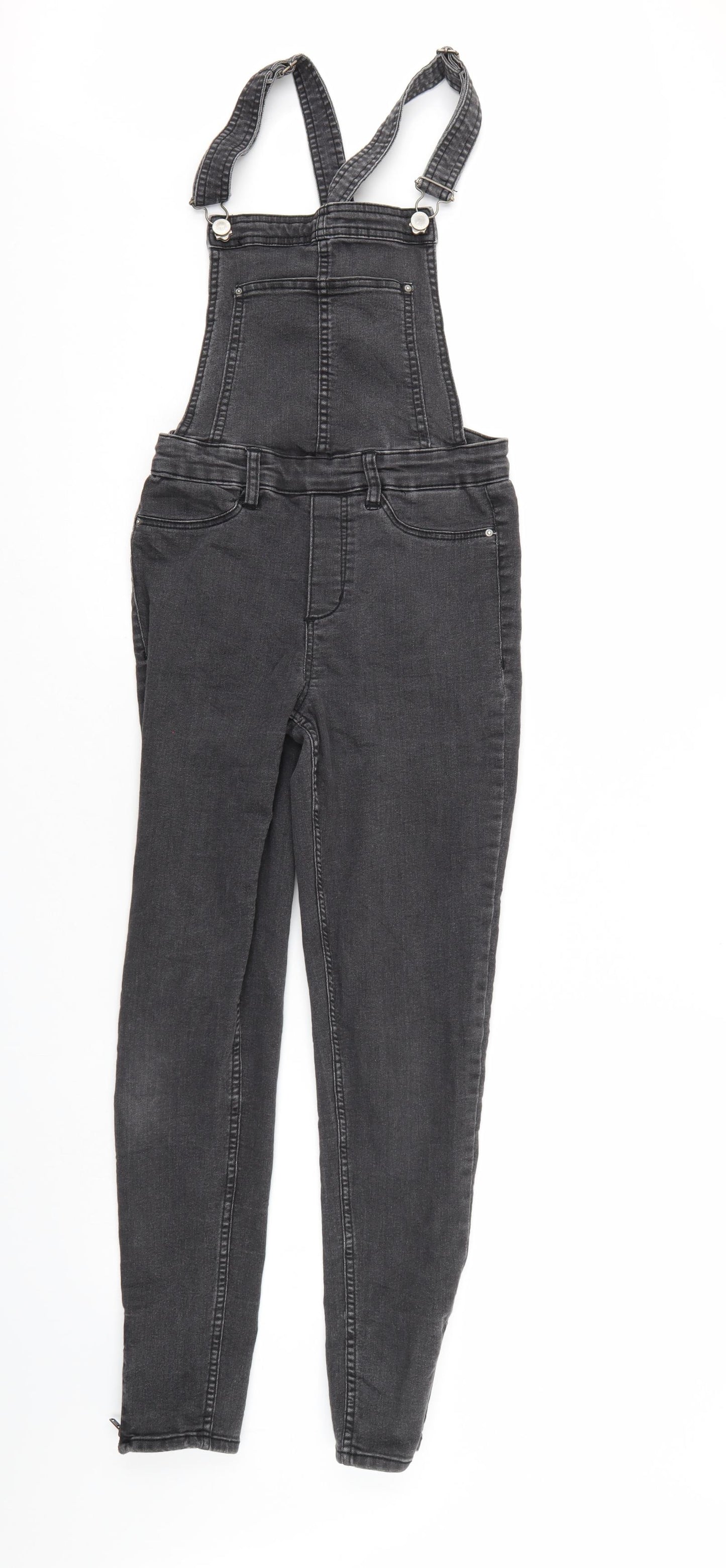 Divided Womens Black  Denim Dungaree One-Piece Size 8 L26 in