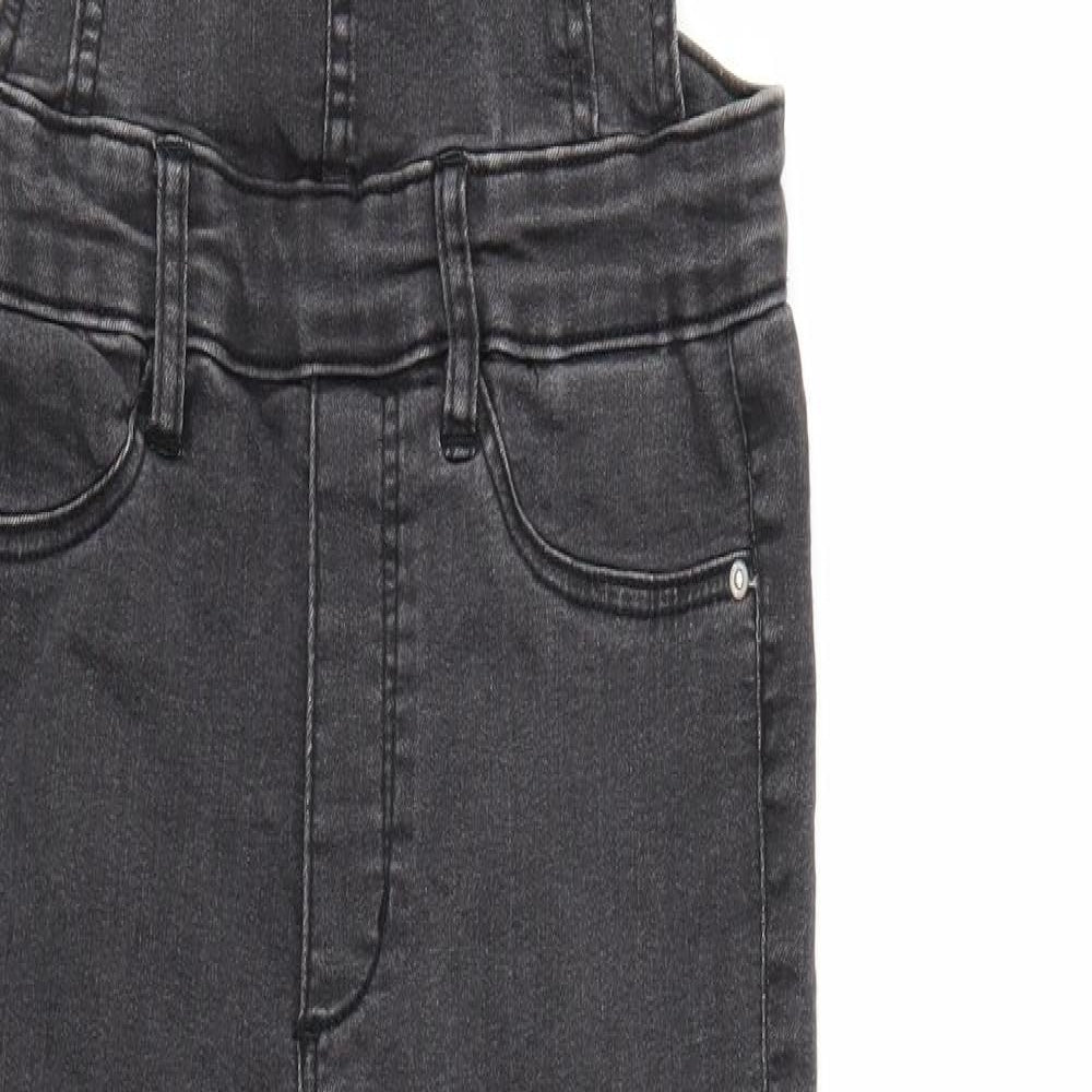 Divided Womens Black  Denim Dungaree One-Piece Size 8 L26 in