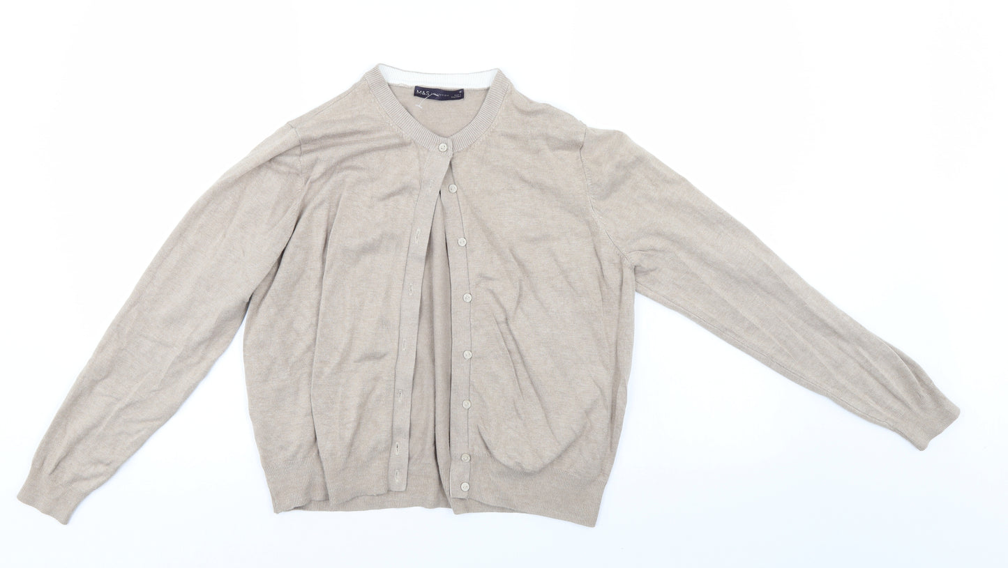M&S Womens Beige   Cardigan Jumper Size 18