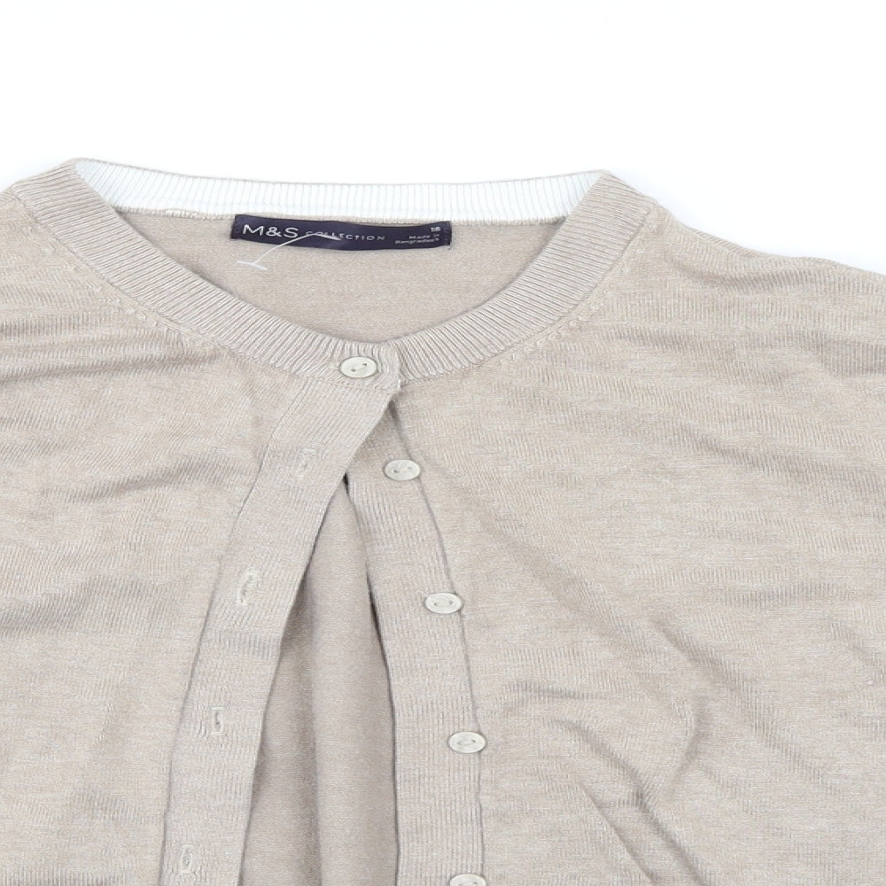 M&S Womens Beige   Cardigan Jumper Size 18