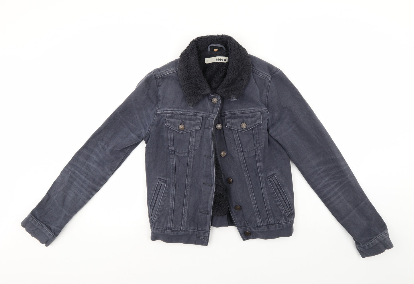 Moto Womens Blue  Denim Jacket Coatigan Size 10