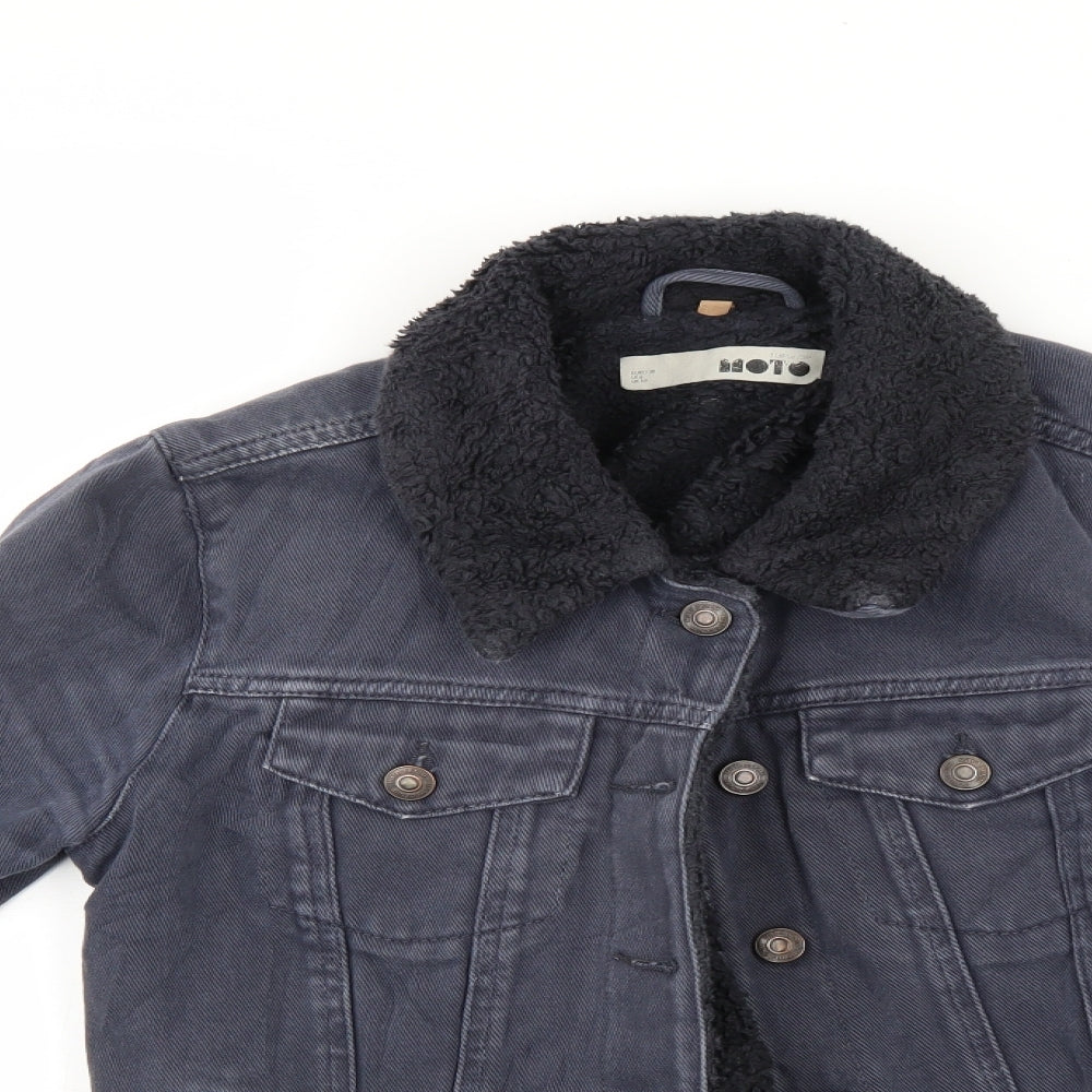 Moto Womens Blue  Denim Jacket Coatigan Size 10
