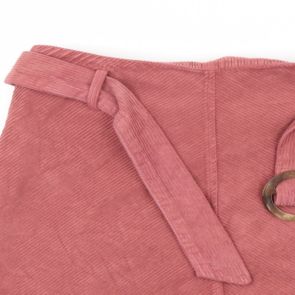 New Look Womens Pink  Corduroy A-Line Skirt Size 8