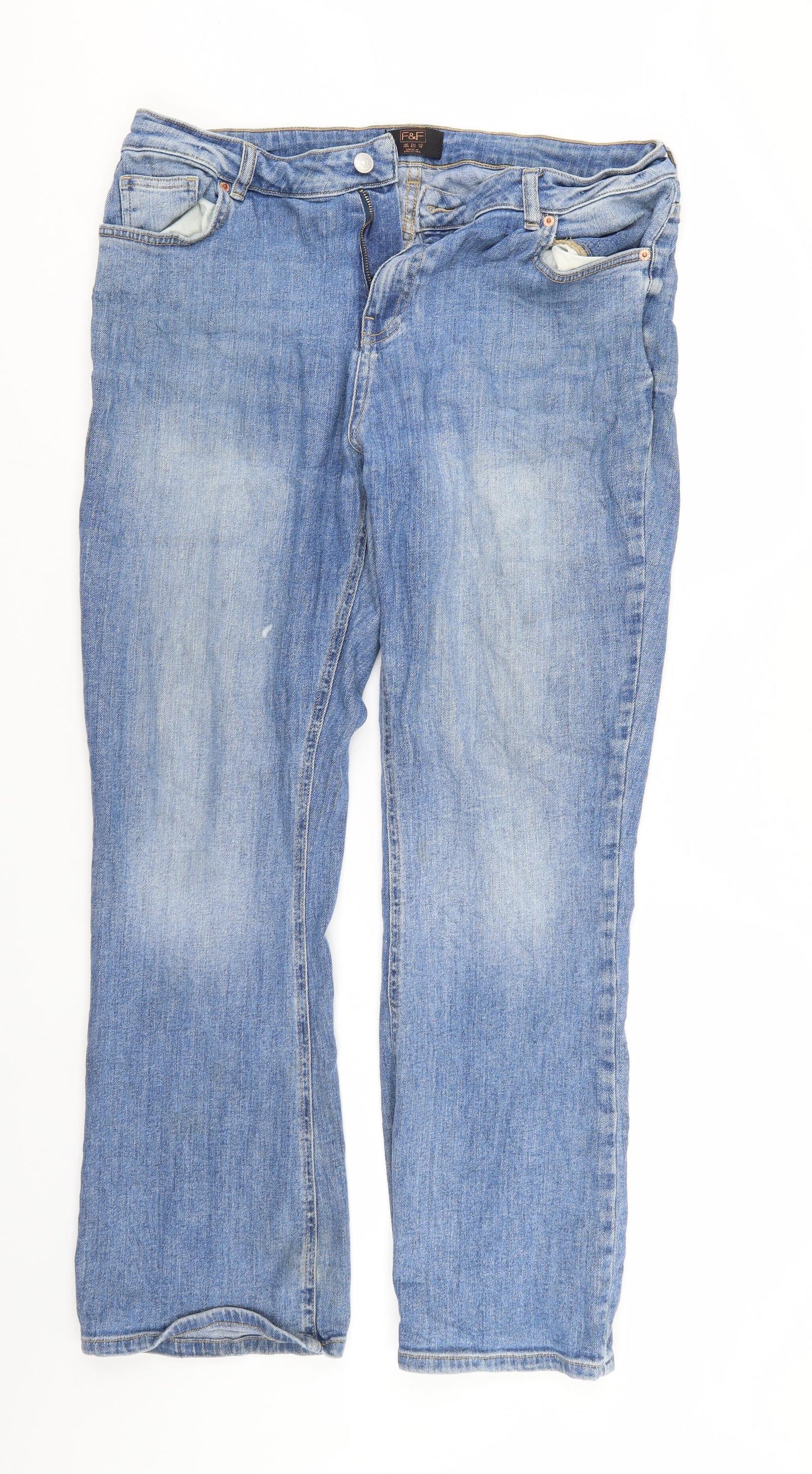 F&F Womens Blue  Denim Straight Jeans Size 16 L29 in