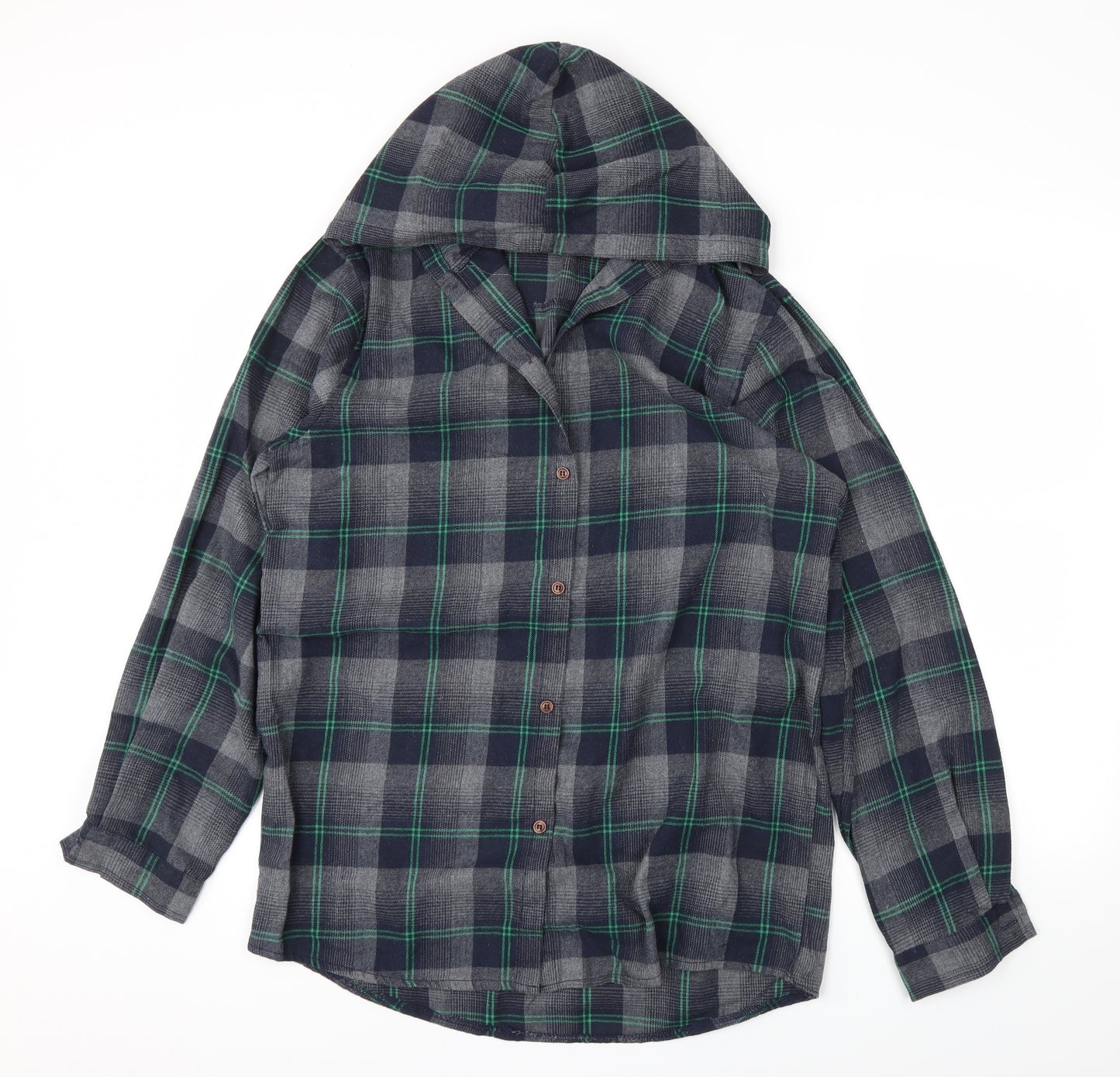 Preworn Mens Green Plaid   Button-Up Size L