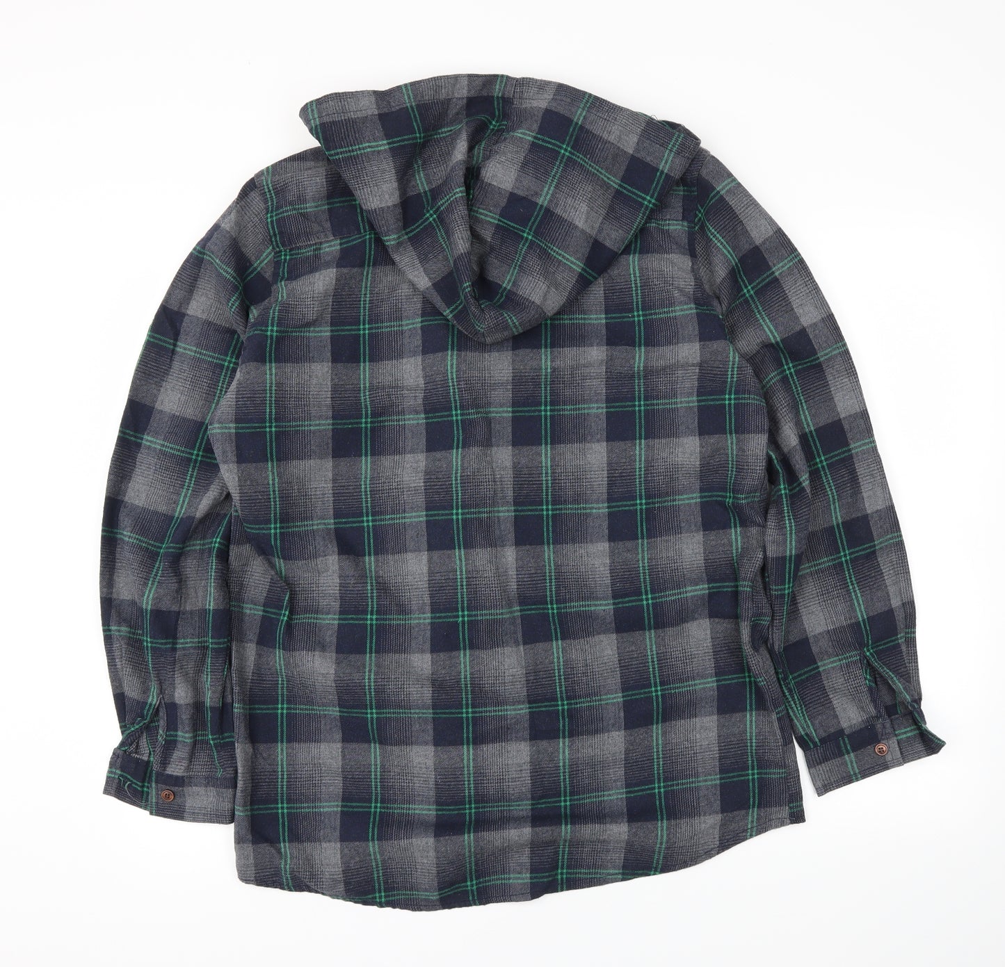 Preworn Mens Green Plaid   Button-Up Size L