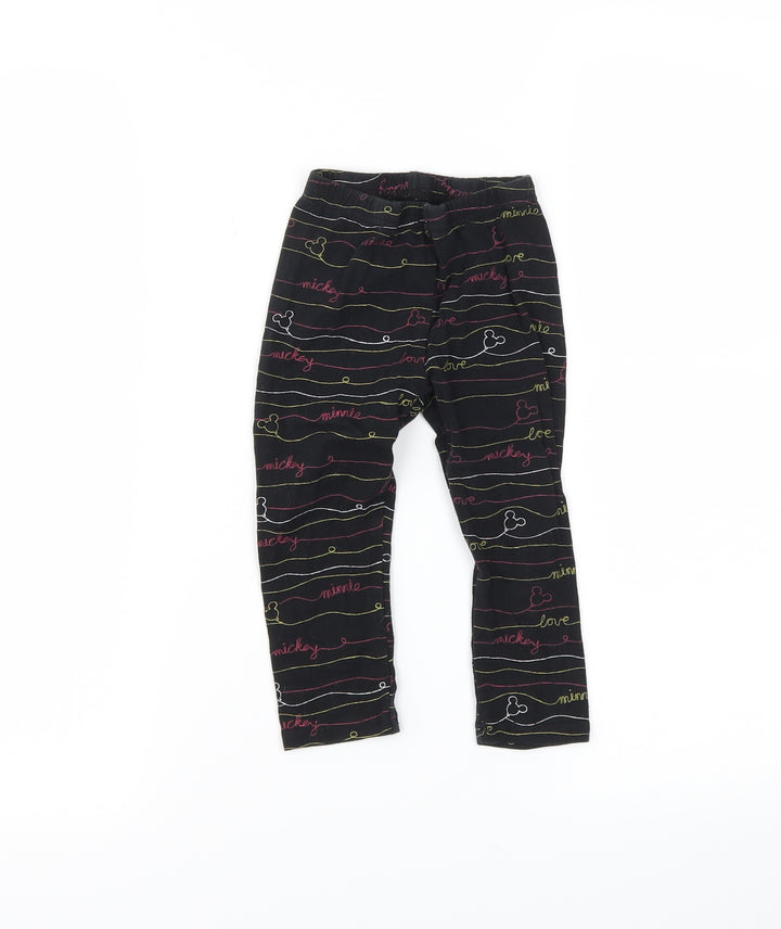 Disney Girls Black   Pedal Pusher Leggings Size 18-24 Months