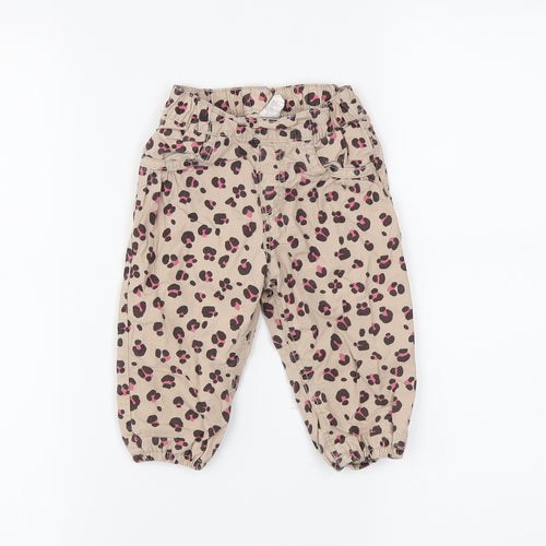 H&M Girls Brown Animal Print  Cargo Trousers Size 6-9 Months