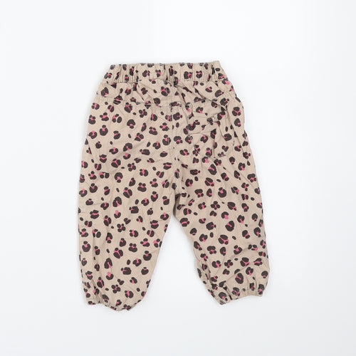 H&M Girls Brown Animal Print  Cargo Trousers Size 6-9 Months