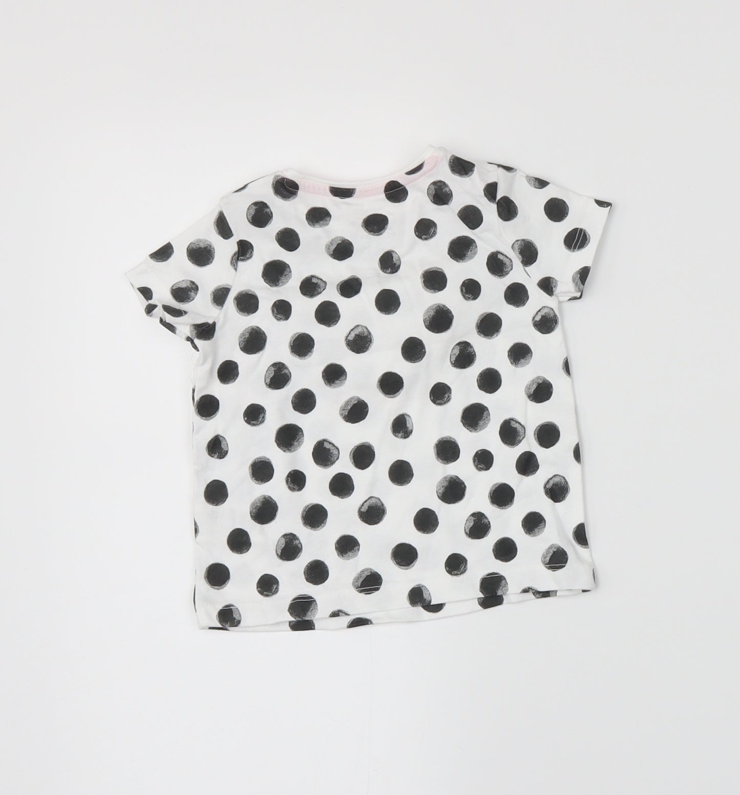 fred&flo Girls White Polka Dot  Basic T-Shirt Size 3-6 Months