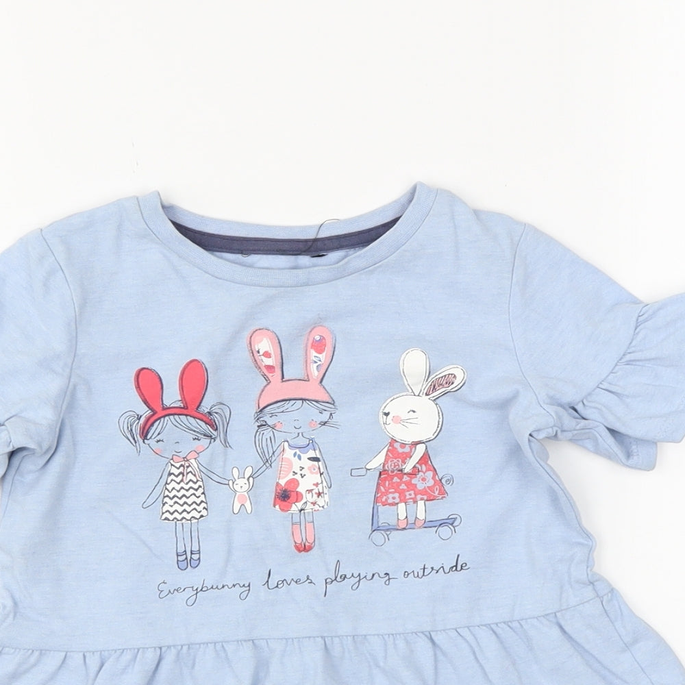 George Girls Blue   Basic T-Shirt Size 2-3 Years