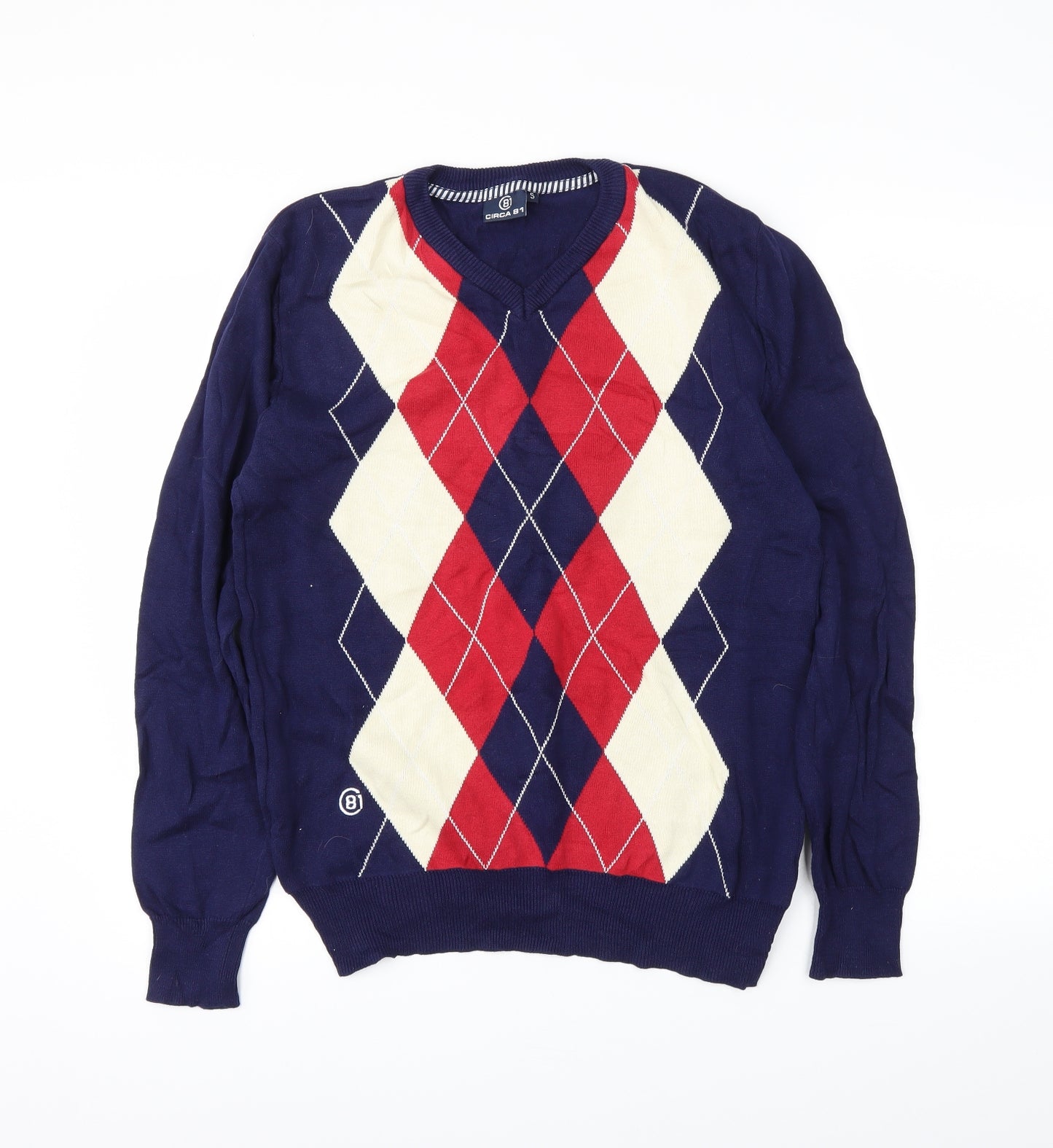 circa 81 Mens Blue Argyle/Diamond  Pullover Jumper Size S