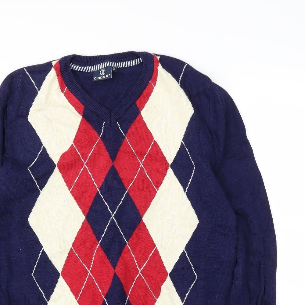 circa 81 Mens Blue Argyle/Diamond  Pullover Jumper Size S