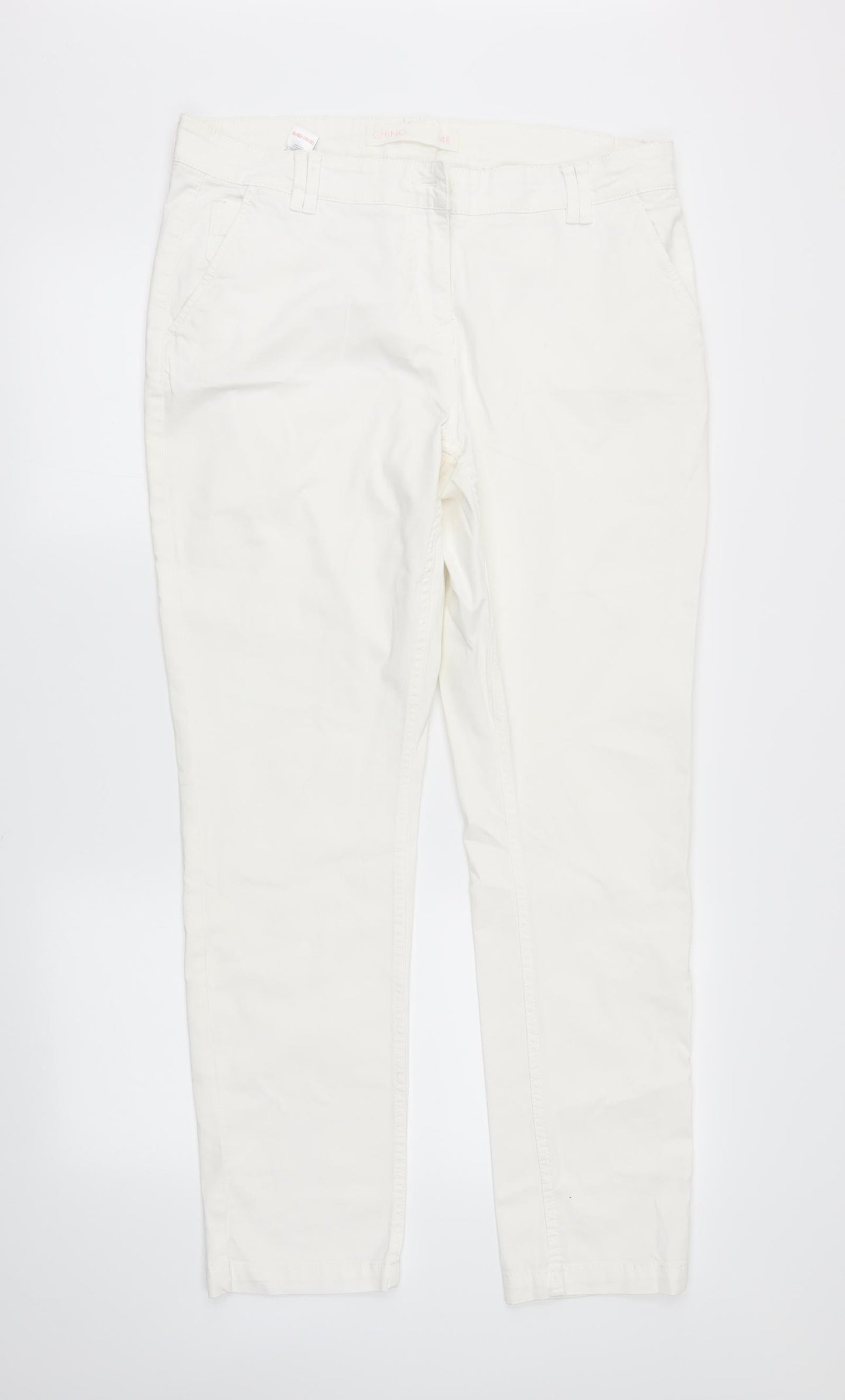 NEXT Womens White   Chino Trousers Size 14 L28 in