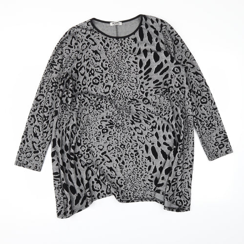 KDK London Womens Grey Animal Print  Pullover Jumper Size L