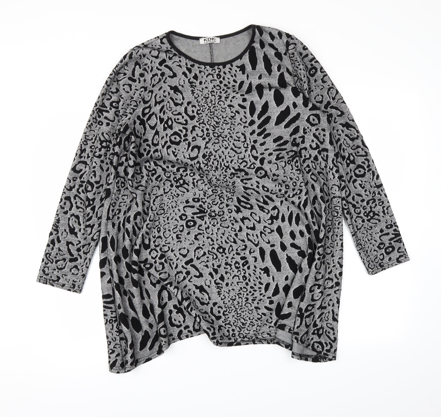 KDK London Womens Grey Animal Print  Pullover Jumper Size L