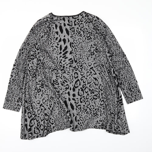 KDK London Womens Grey Animal Print  Pullover Jumper Size L