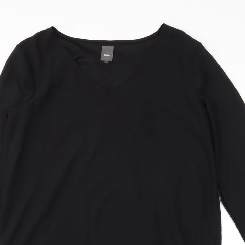 ICHI Womens Black   Basic Blouse Size L