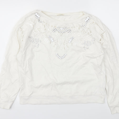River Island Womens White   Pullover Sweatshirt Size 8
