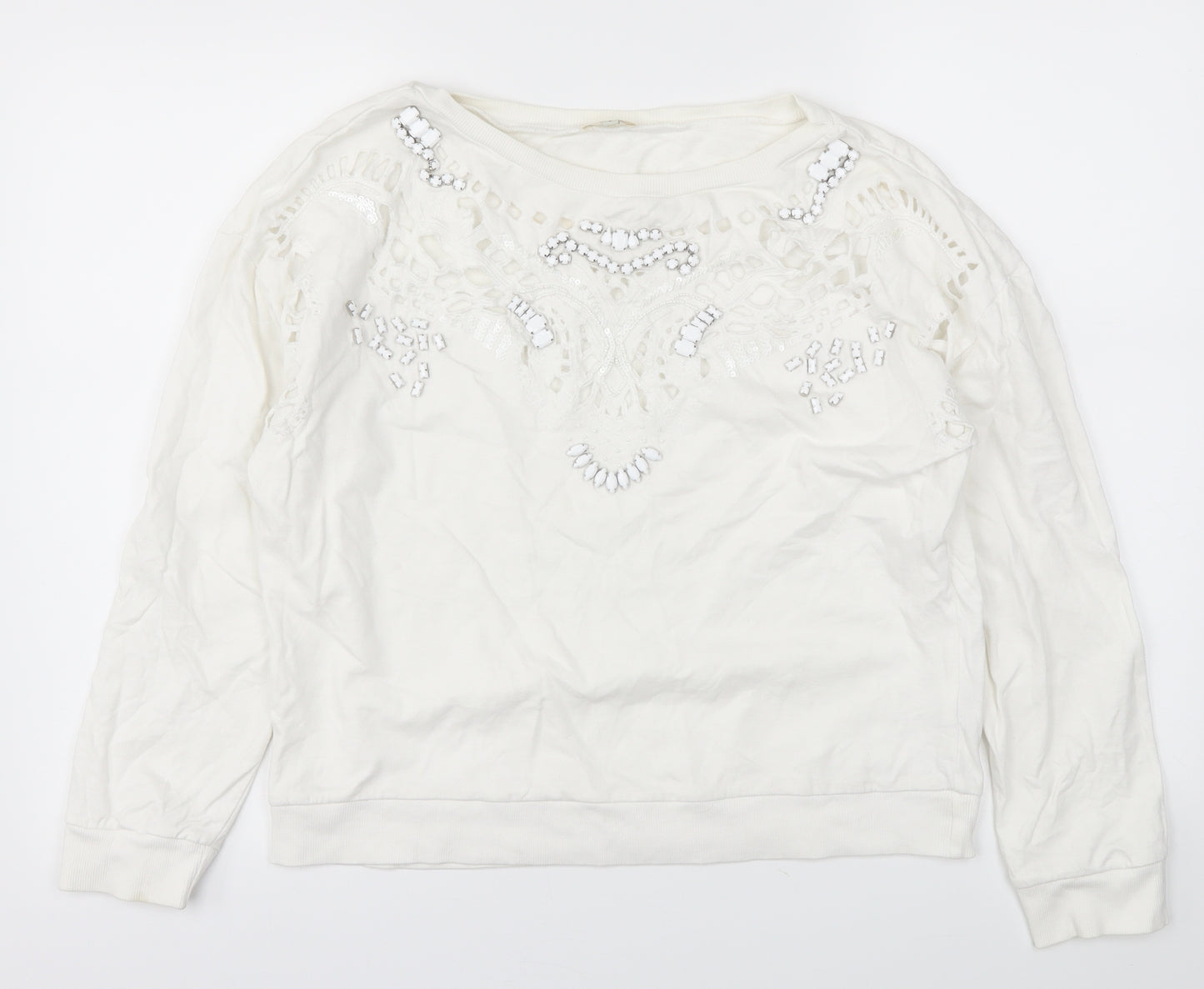 River Island Womens White   Pullover Sweatshirt Size 8