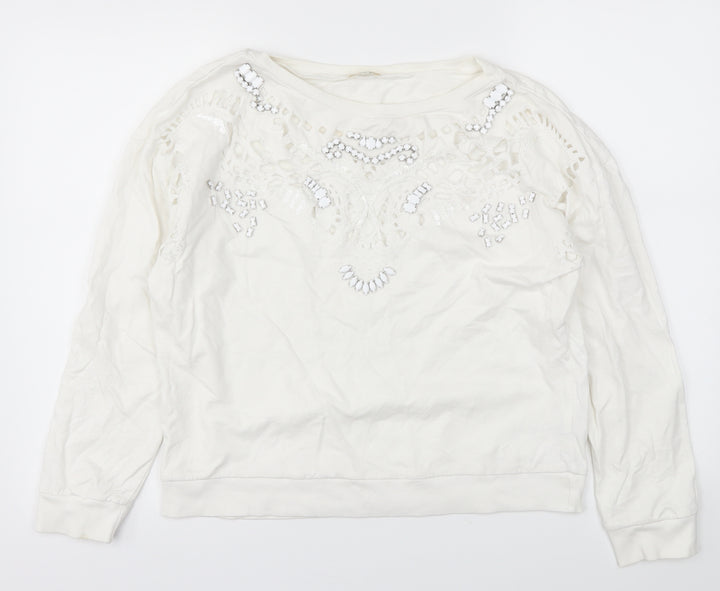 River Island Womens White   Pullover Sweatshirt Size 8