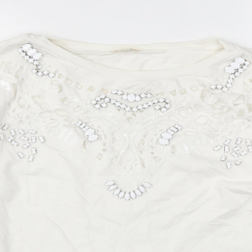 River Island Womens White   Pullover Sweatshirt Size 8