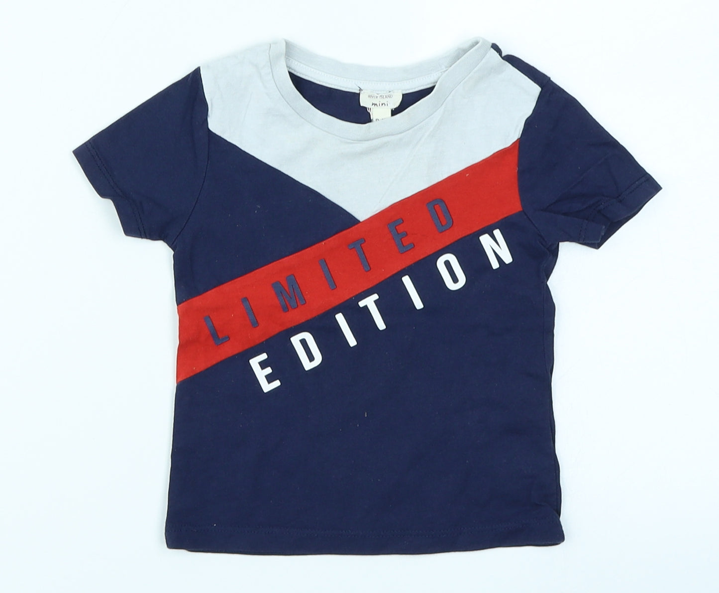 River Island Baby Blue Colourblock  Basic T-Shirt Size 9-12 Months