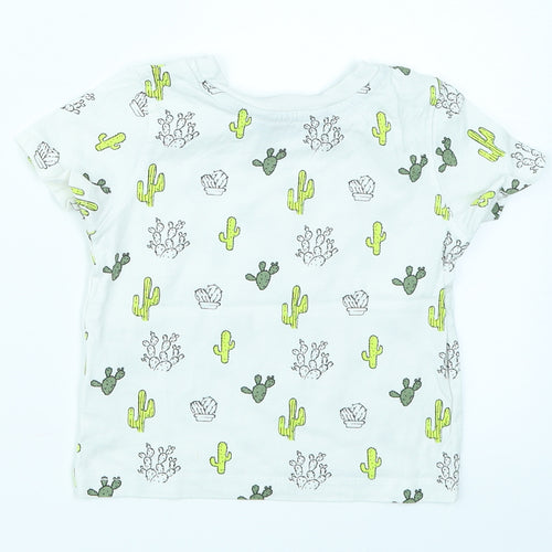 Primark Boys White   Basic T-Shirt Size 9-12 Months  - Cactus print