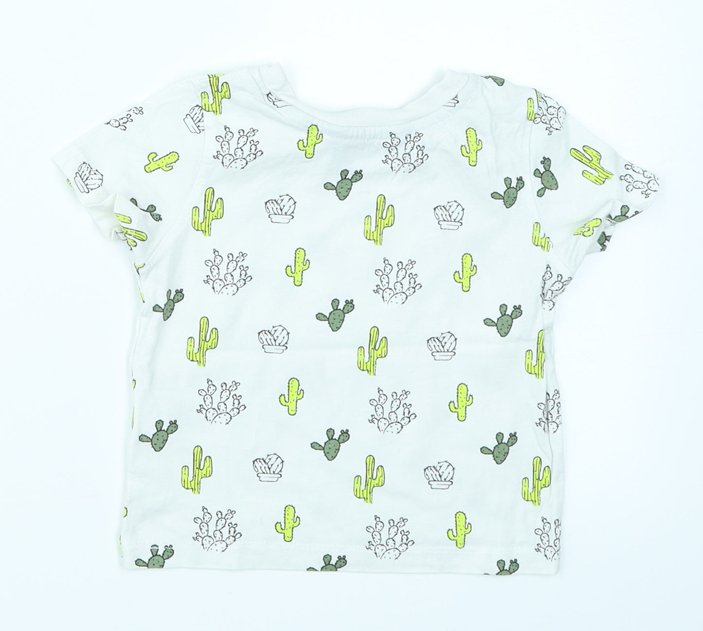 Primark Boys White   Basic T-Shirt Size 9-12 Months  - Cactus print