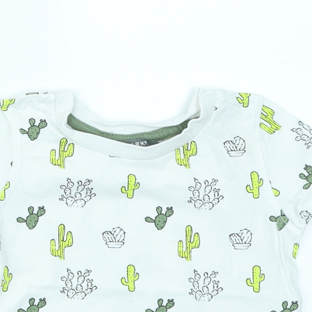 Primark Boys White   Basic T-Shirt Size 9-12 Months  - Cactus print