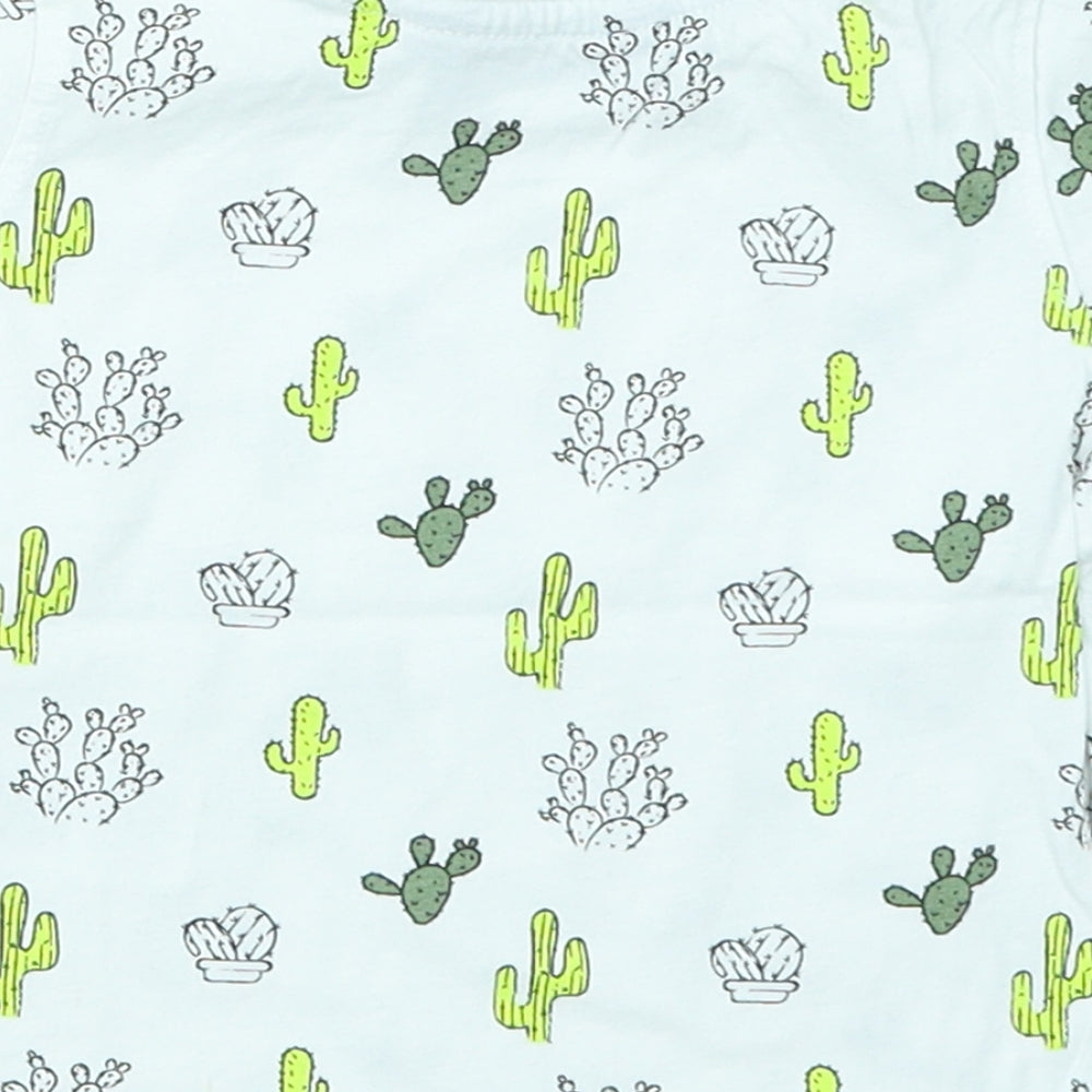 Primark Boys White   Basic T-Shirt Size 9-12 Months  - Cactus print