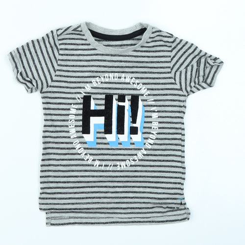 Grey Boys Grey Striped  Basic T-Shirt Size 9-12 Months
