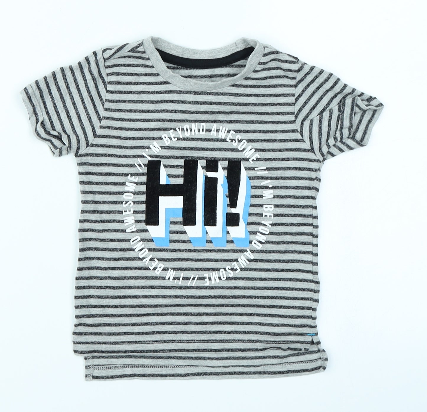 Grey Boys Grey Striped  Basic T-Shirt Size 9-12 Months