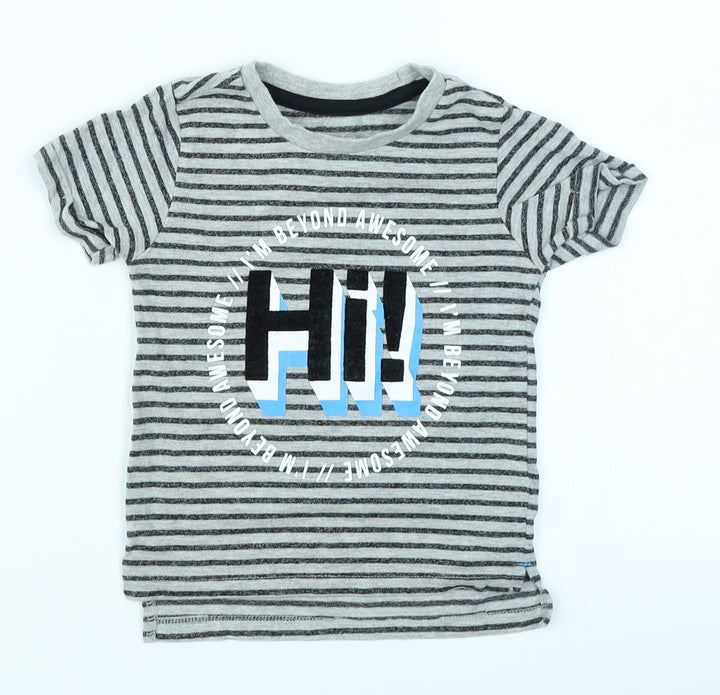 Grey Boys Grey Striped Basic T-Shirt Size 9-12 Months