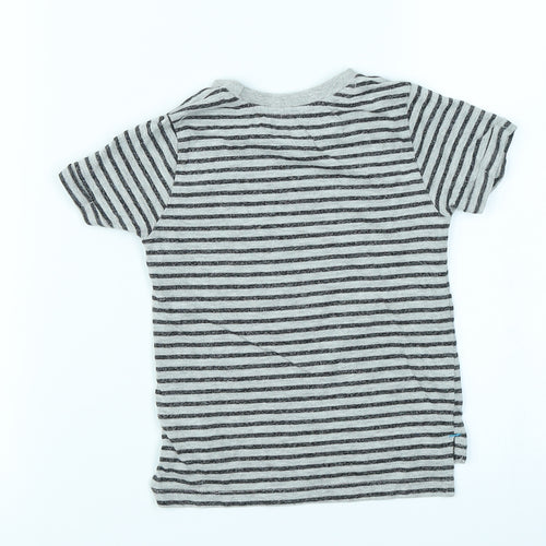 Grey Boys Grey Striped  Basic T-Shirt Size 9-12 Months