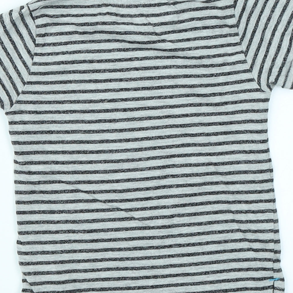 Grey Boys Grey Striped  Basic T-Shirt Size 9-12 Months