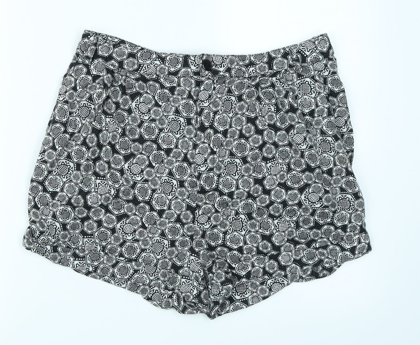 River Island Womens Black Batik  Mom Shorts Size 16