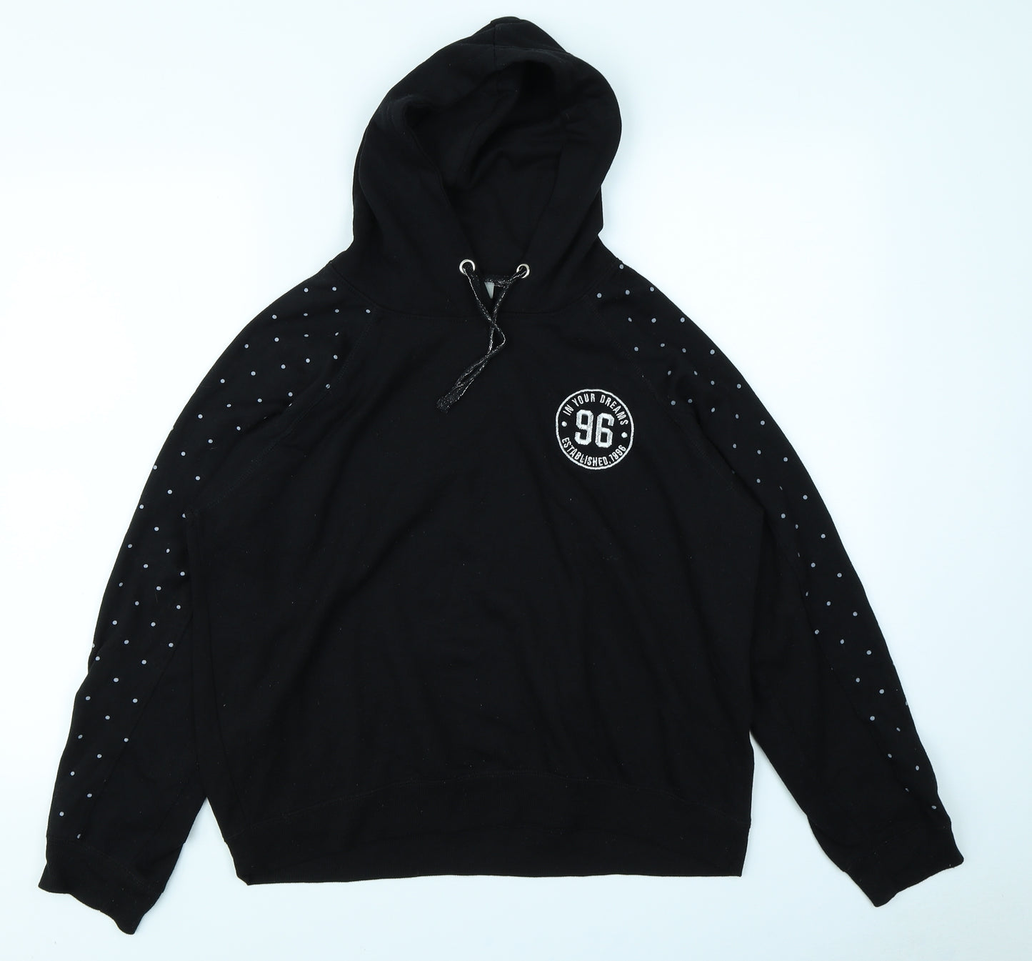 New Look Womens Black Polka Dot  Pullover Hoodie Size 14