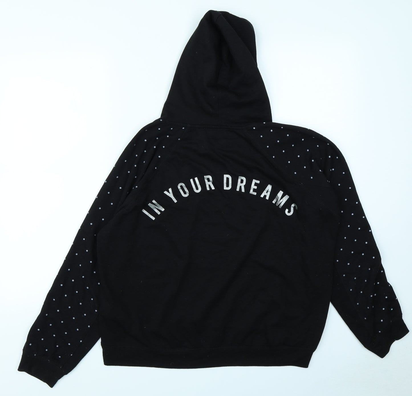 New Look Womens Black Polka Dot  Pullover Hoodie Size 14