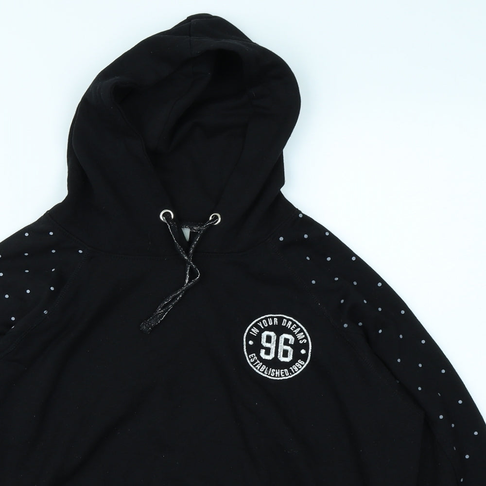 New Look Womens Black Polka Dot  Pullover Hoodie Size 14